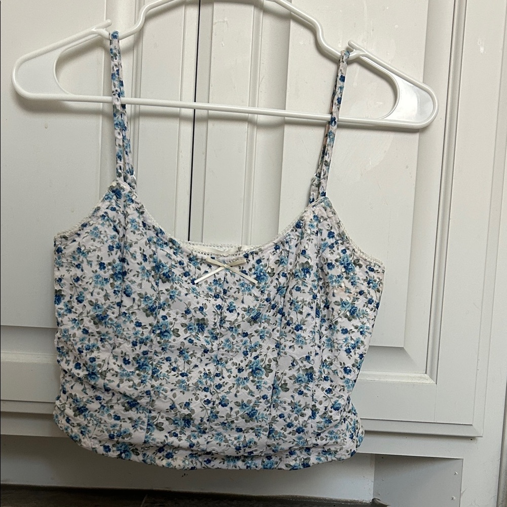 Altar'd State Blue and White Floral Crop Top
